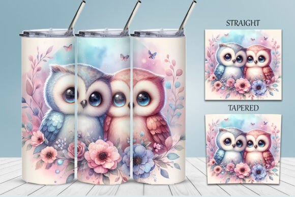 Download Cute Watercolor Owls in Soft Tones - Soft tones Collection