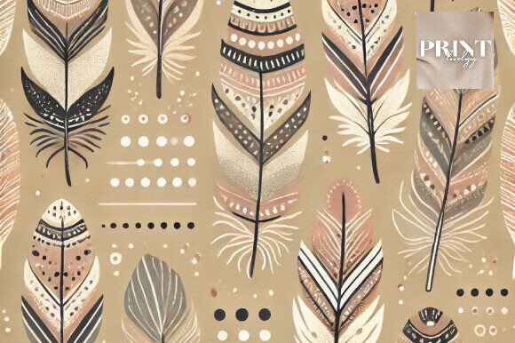 Download Bohemian Feather Pattern in Soft Tones - Soft tones Collection